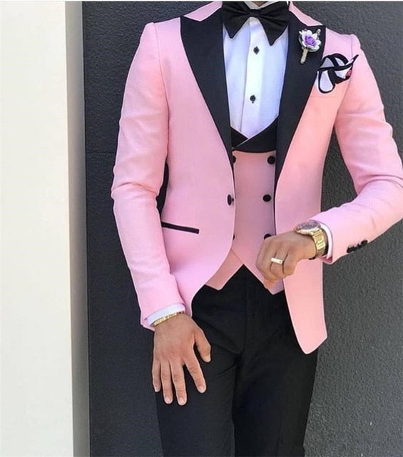 Nueva moda guapo gris oscuro traje de hombre traje de novio trajes de boda para los mejores hombres Slim Fit novio esmoquin para hombre (chaqueta + chaleco + pantalón)