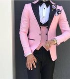 Nueva moda guapo gris oscuro traje de hombre traje de novio trajes de boda para los mejores hombres Slim Fit novio esmoquin para hombre (chaqueta + chaleco + pantalón)