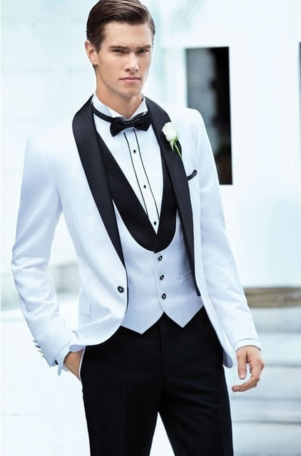 Nueva moda guapo gris oscuro traje de hombre traje de novio trajes de boda para los mejores hombres Slim Fit novio esmoquin para hombre (chaqueta + chaleco + pantalón)