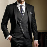 Nueva moda guapo gris oscuro traje de hombre traje de novio trajes de boda para los mejores hombres Slim Fit novio esmoquin para hombre (chaqueta + chaleco + pantalón)