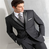 Nueva moda guapo gris oscuro traje de hombre traje de novio trajes de boda para los mejores hombres Slim Fit novio esmoquin para hombre (chaqueta + chaleco + pantalón)