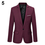 2019 nuevos hombres forman Delgado Otoño juego de la chaqueta formal de negocios masculino Traje chaqueta informal Un botón de solapa de manga larga bolsillos Top