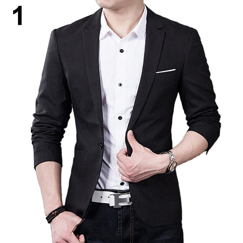 2019 nuevos hombres forman Delgado Otoño juego de la chaqueta formal de negocios masculino Traje chaqueta informal Un botón de solapa de manga larga bolsillos Top