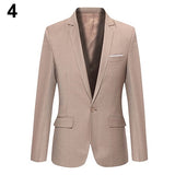 2019 nuevos hombres forman Delgado Otoño juego de la chaqueta formal de negocios masculino Traje chaqueta informal Un botón de solapa de manga larga bolsillos Top