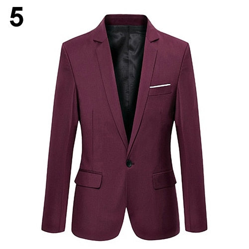 2019 nuevos hombres forman Delgado Otoño juego de la chaqueta formal de negocios masculino Traje chaqueta informal Un botón de solapa de manga larga bolsillos Top