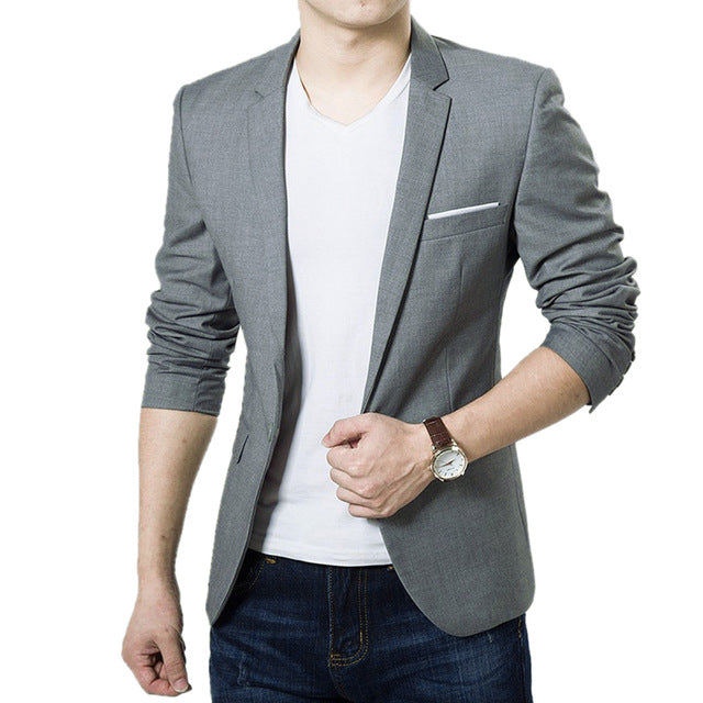 2019 nuevos hombres forman Delgado Otoño juego de la chaqueta formal de negocios masculino Traje chaqueta informal Un botón de solapa de manga larga bolsillos Top