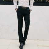 2019 Nuevos hombres Moda Boutique Algodón Color sólido Pantalones de traje de negocios oficiales / Hombres Novio Vestido de novia Traje Pantalones Pantalones para hombre