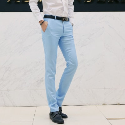 2019 Nuevos hombres Moda Boutique Algodón Color sólido Pantalones de traje de negocios oficiales / Hombres Novio Vestido de novia Traje Pantalones Pantalones para hombre