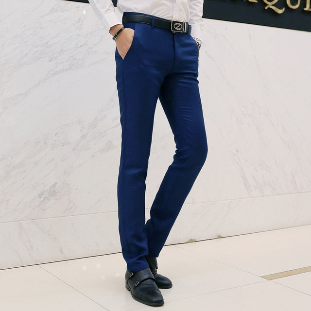 2019 Nuevos hombres Moda Boutique Algodón Color sólido Pantalones de traje de negocios oficiales / Hombres Novio Vestido de novia Traje Pantalones Pantalones para hombre