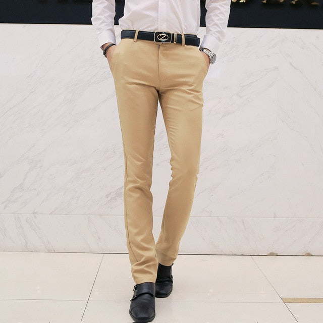 2019 Nuevos hombres Moda Boutique Algodón Color sólido Pantalones de traje de negocios oficiales / Hombres Novio Vestido de novia Traje Pantalones Pantalones para hombre