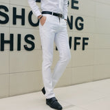 2019 Nuevos hombres Moda Boutique Algodón Color sólido Pantalones de traje de negocios oficiales / Hombres Novio Vestido de novia Traje Pantalones Pantalones para hombre