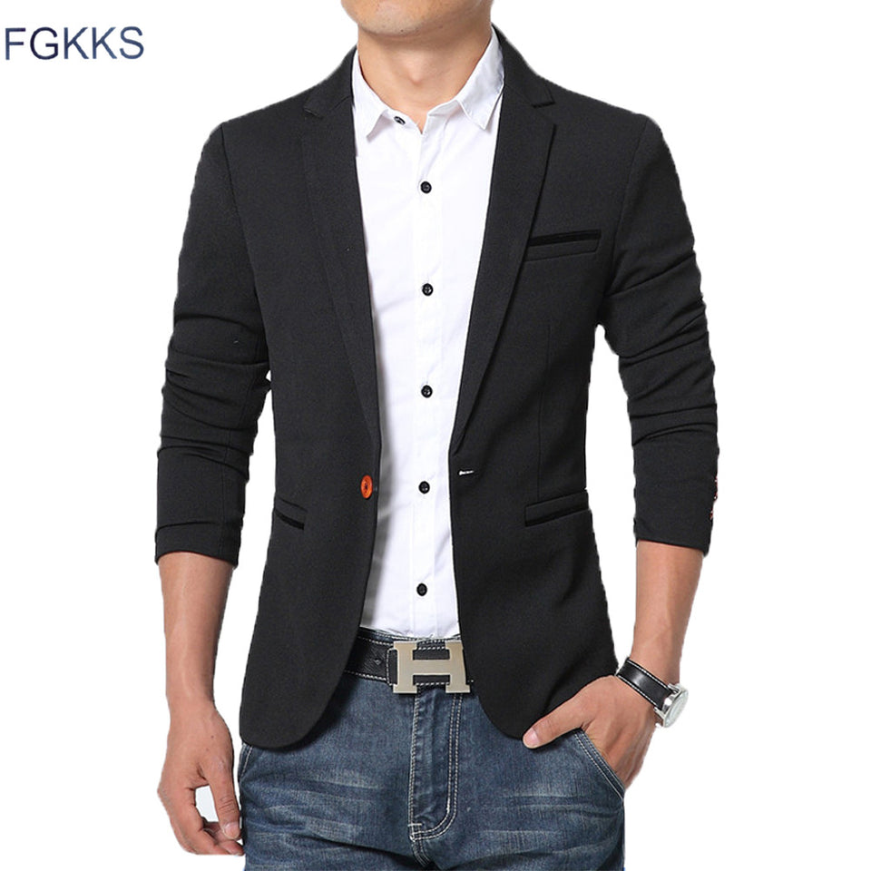 FGKKS Recién llegado Hombres de lujo Blazer Nueva marca de moda de primavera Algodón de alta calidad Slim Fit Hombres Traje Terno Masculino Blazers Hombres