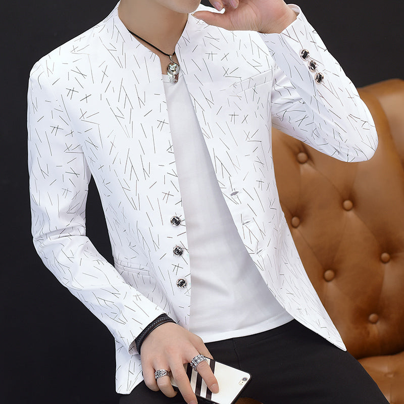 HO 2019 Blazers de cuello casual para hombres Blazers con estampado delgado de tendencia juvenil