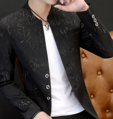 HO 2019 Blazers de cuello casual para hombres Blazers con estampado delgado de tendencia juvenil