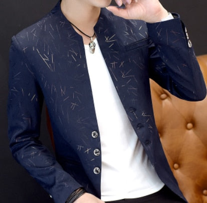 HO 2019 Blazers de cuello casual para hombres Blazers con estampado delgado de tendencia juvenil