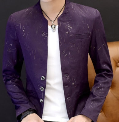 HO 2019 Blazers de cuello casual para hombres Blazers con estampado delgado de tendencia juvenil