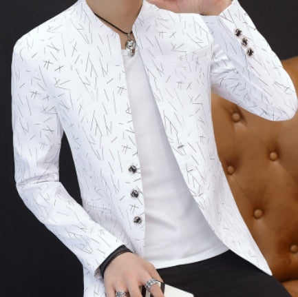 HO 2019 Blazers de cuello casual para hombres Blazers con estampado delgado de tendencia juvenil
