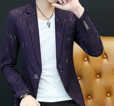 HO 2019 Blazers de cuello casual para hombres Blazers con estampado delgado de tendencia juvenil