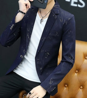 HO 2019 Blazers de cuello casual para hombres Blazers con estampado delgado de tendencia juvenil