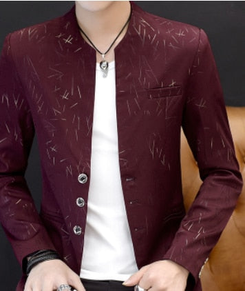 HO 2019 Blazers de cuello casual para hombres Blazers con estampado delgado de tendencia juvenil