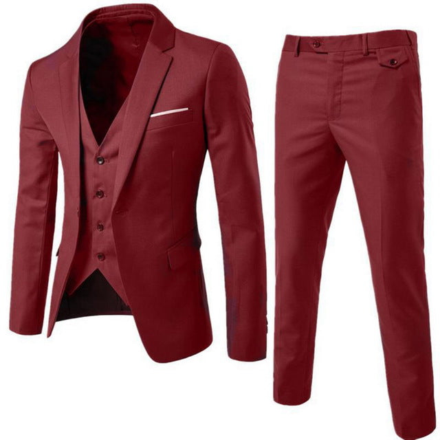 HEFLASHOR 2019 3Pc (chaqueta + chaleco + pantalón) Vestido de negocios masculino Cultivar traje de primavera Traje de oficina informal sólido Trajes de boda