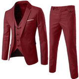 HEFLASHOR 2019 3Pc (chaqueta + chaleco + pantalón) Vestido de negocios masculino Cultivar traje de primavera Traje de oficina informal sólido Trajes de boda