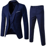 HEFLASHOR 2019 3Pc (chaqueta + chaleco + pantalón) Vestido de negocios masculino Cultivar traje de primavera Traje de oficina informal sólido Trajes de boda