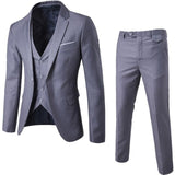 HEFLASHOR 2019 3Pc (chaqueta + chaleco + pantalón) Vestido de negocios masculino Cultivar traje de primavera Traje de oficina informal sólido Trajes de boda