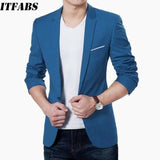 Chaqueta de algodón de moda slim fit coreana para hombre Chaqueta de traje negro azul talla grande M a 3XL Chaquetas masculinas Abrigo para hombre Boda