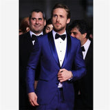 Trajes para hombre (chaqueta + pantalones) Diseñador informal Verano Boda en la playa Blazer azul Pantalones blancos 2 piezas Street Prom Best M