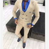 Trajes para hombre (chaqueta + pantalones) Diseñador informal Verano Boda en la playa Blazer azul Pantalones blancos 2 piezas Street Prom Best M