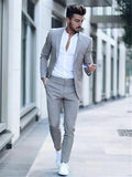 Trajes para hombre (chaqueta + pantalones) Diseñador informal Verano Boda en la playa Blazer azul Pantalones blancos 2 piezas Street Prom Best M