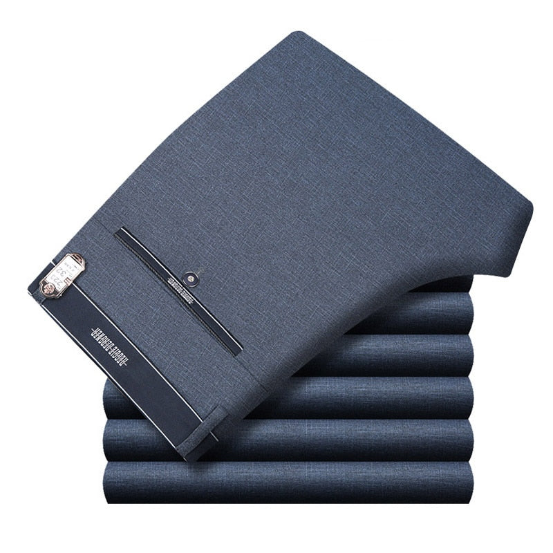 Icpans Pantalones de traje para hombre Pantalones de vestir de verano para hombre Oficina de negocios recta Pantalones formales para hombre Pantalones clásicos de gran tamaño Hombre