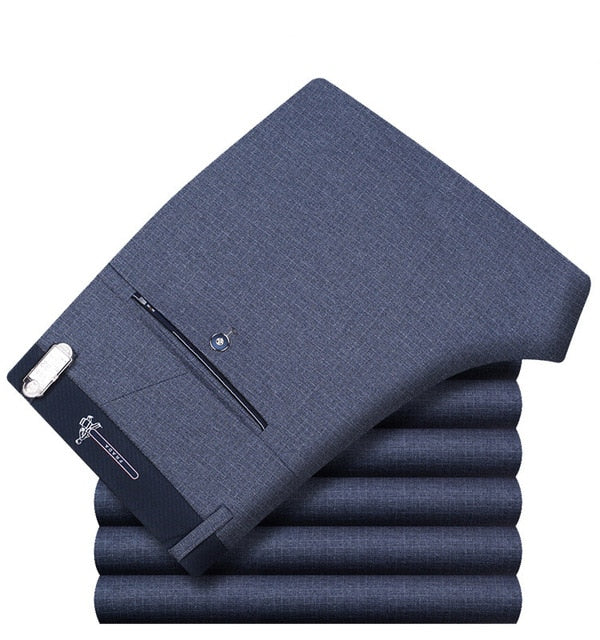 Icpans Pantalones de traje para hombre Pantalones de vestir de verano para hombre Oficina de negocios recta Pantalones formales para hombre Pantalones clásicos de gran tamaño Hombre