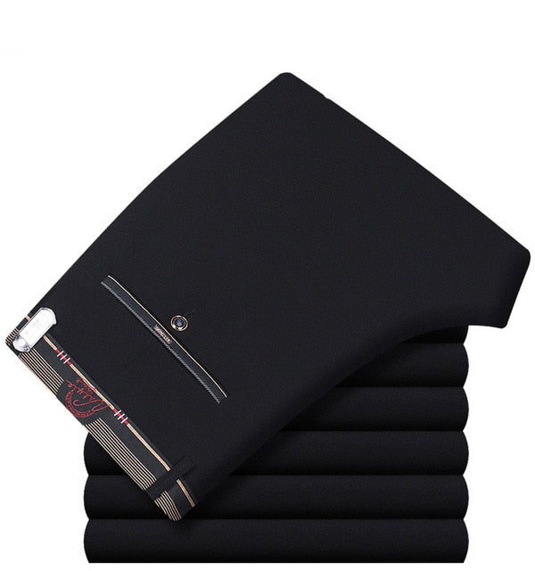 Icpans Pantalones de traje para hombre Pantalones de vestir de verano para hombre Oficina de negocios recta Pantalones formales para hombre Pantalones clásicos de gran tamaño Hombre