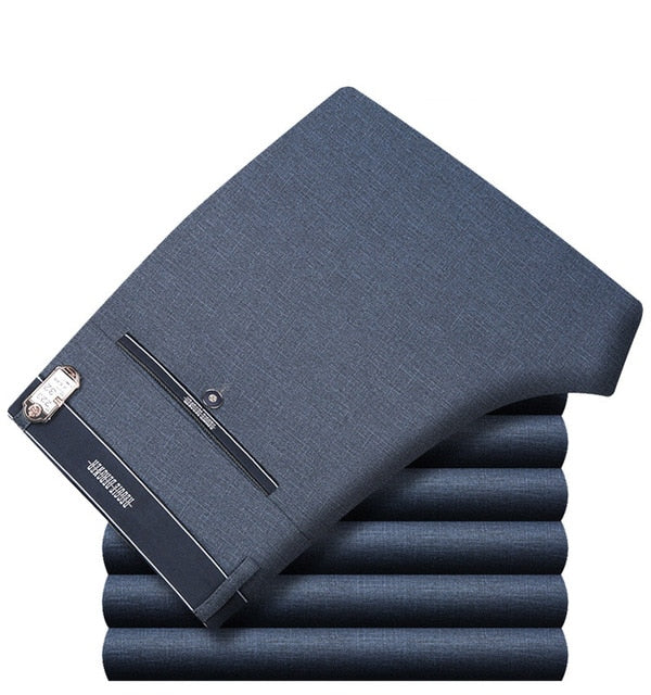 Icpans Pantalones de traje para hombre Pantalones de vestir de verano para hombre Oficina de negocios recta Pantalones formales para hombre Pantalones clásicos de gran tamaño Hombre
