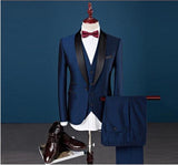 Personalizada Slim Fit pico solapa mejor hombre traje azul del padrino de boda de los hombres de los trajes del baile b0b