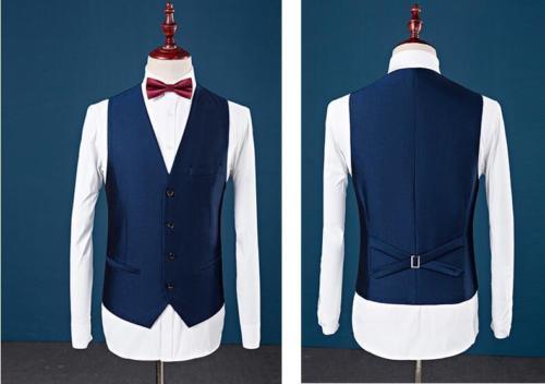 Personalizada Slim Fit pico solapa mejor hombre traje azul del padrino de boda de los hombres de los trajes del baile b0b