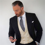 Nueva moda guapo gris oscuro traje de hombre traje de novio trajes de boda para los mejores hombres Slim Fit novio esmoquin para hombre (chaqueta + chaleco + pantalón)