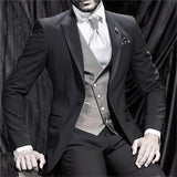 Nueva moda guapo gris oscuro traje de hombre traje de novio trajes de boda para los mejores hombres Slim Fit novio esmoquin para hombre (chaqueta + chaleco + pantalón)