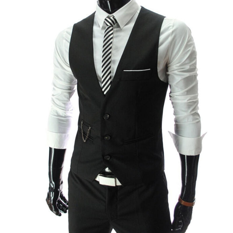 2019 Nueva llegada Chalecos de vestir para hombres Slim Fit Chaleco de traje para hombre Chaleco masculino Gilet Homme Chaqueta de negocios formal sin mangas casual