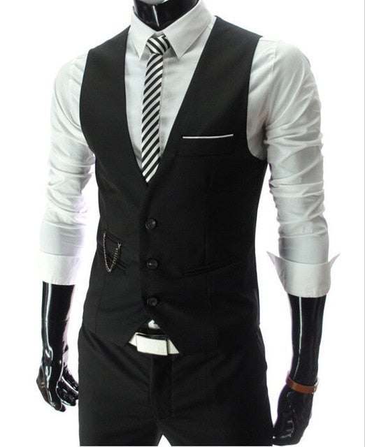 2019 Nueva llegada Chalecos de vestir para hombres Slim Fit Chaleco de traje para hombre Chaleco masculino Gilet Homme Chaqueta de negocios formal sin mangas casual
