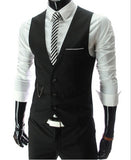 2019 Nueva llegada Chalecos de vestir para hombres Slim Fit Chaleco de traje para hombre Chaleco masculino Gilet Homme Chaqueta de negocios formal sin mangas casual