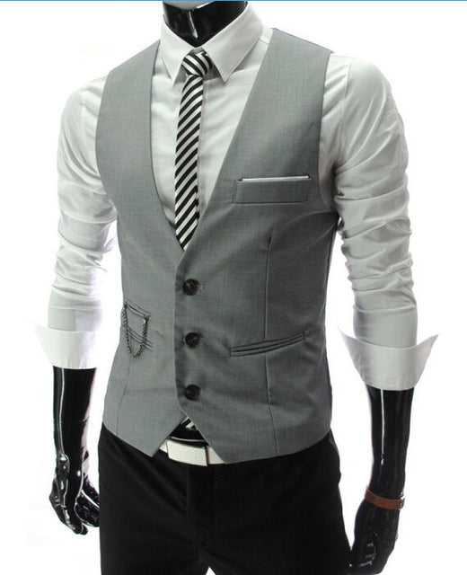 2019 Nueva llegada Chalecos de vestir para hombres Slim Fit Chaleco de traje para hombre Chaleco masculino Gilet Homme Chaqueta de negocios formal sin mangas casual