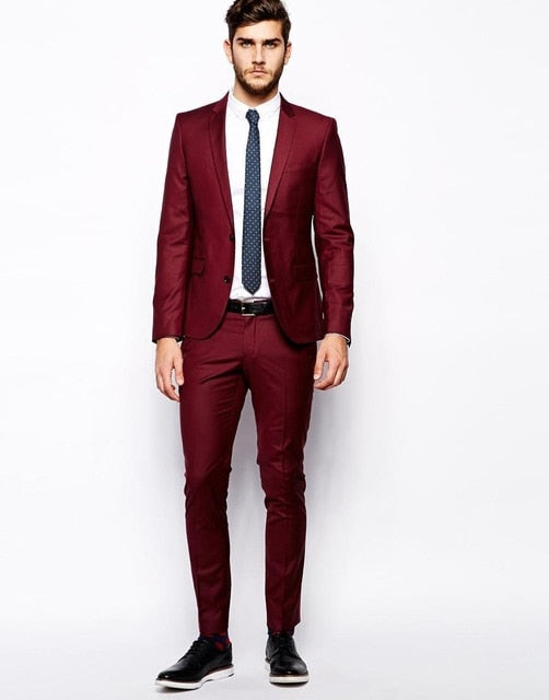 Padrinos de boda Negro pico solapa novio esmoquin burdeos traje de hombre boda mejor hombre (chaqueta + pantalones + corbata) trajes de alta calidad